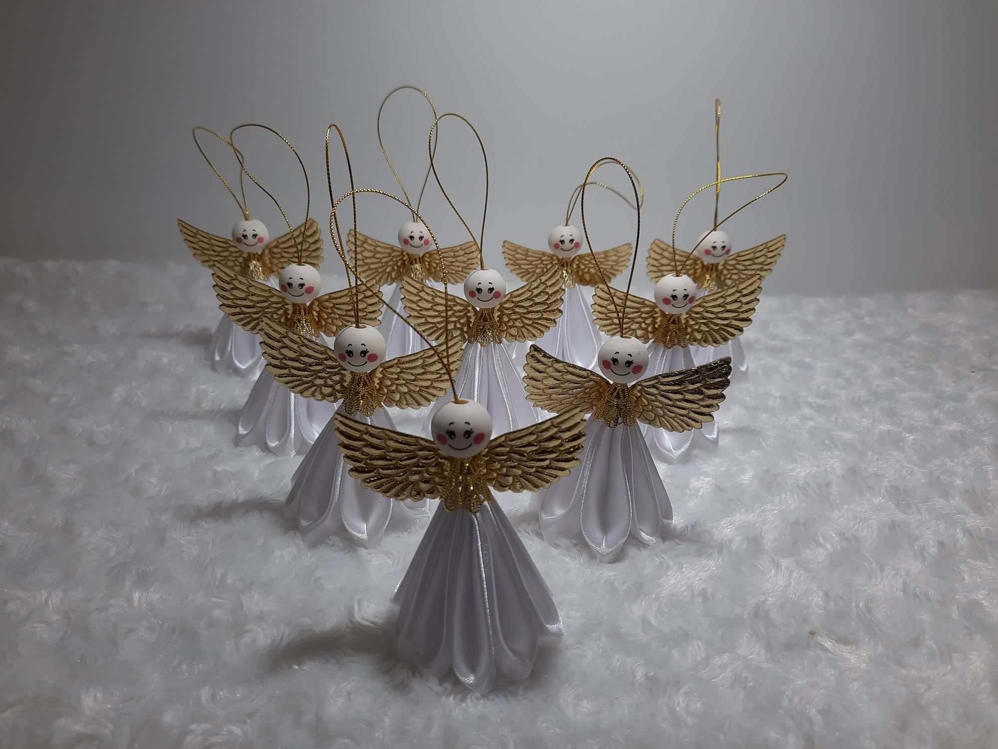 Aniołki ze wstążki na choinkę, ozdoby choinkowe handmade