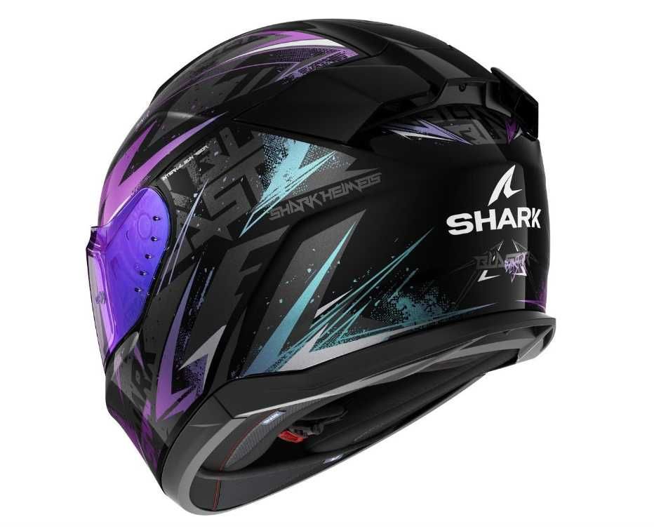 SHARK, kask motocyklowy D-SKWAL 3 Blast-R Black Green Glitter KGX, L