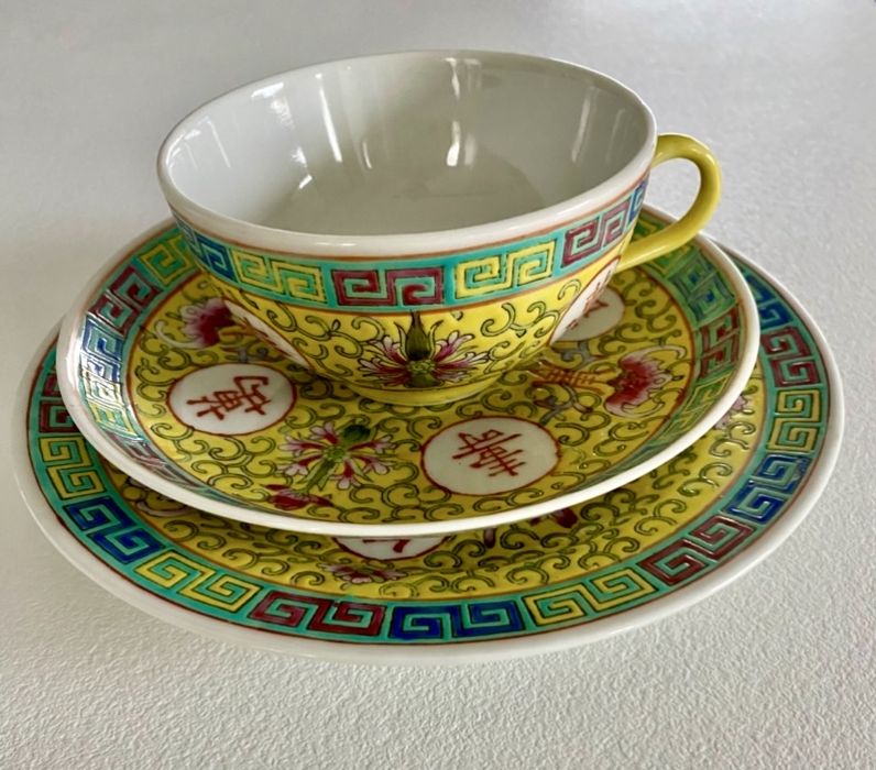 Chińska porcelana Mun Shou zestaw dla 4 osób
