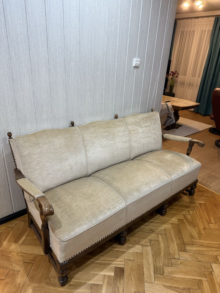 Kanapa z fotelami - zestaw wypoczynkowy do salonu - vintage / antyk