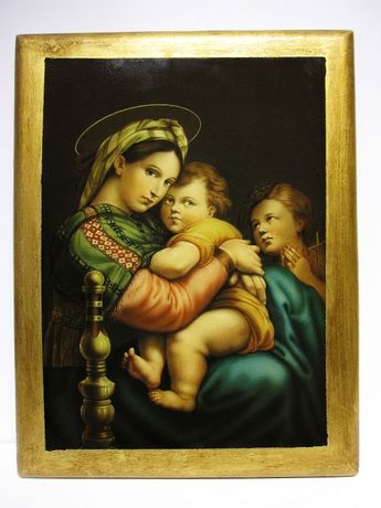 linda antiga imagem de Nossa Senhora com o menino - lacada