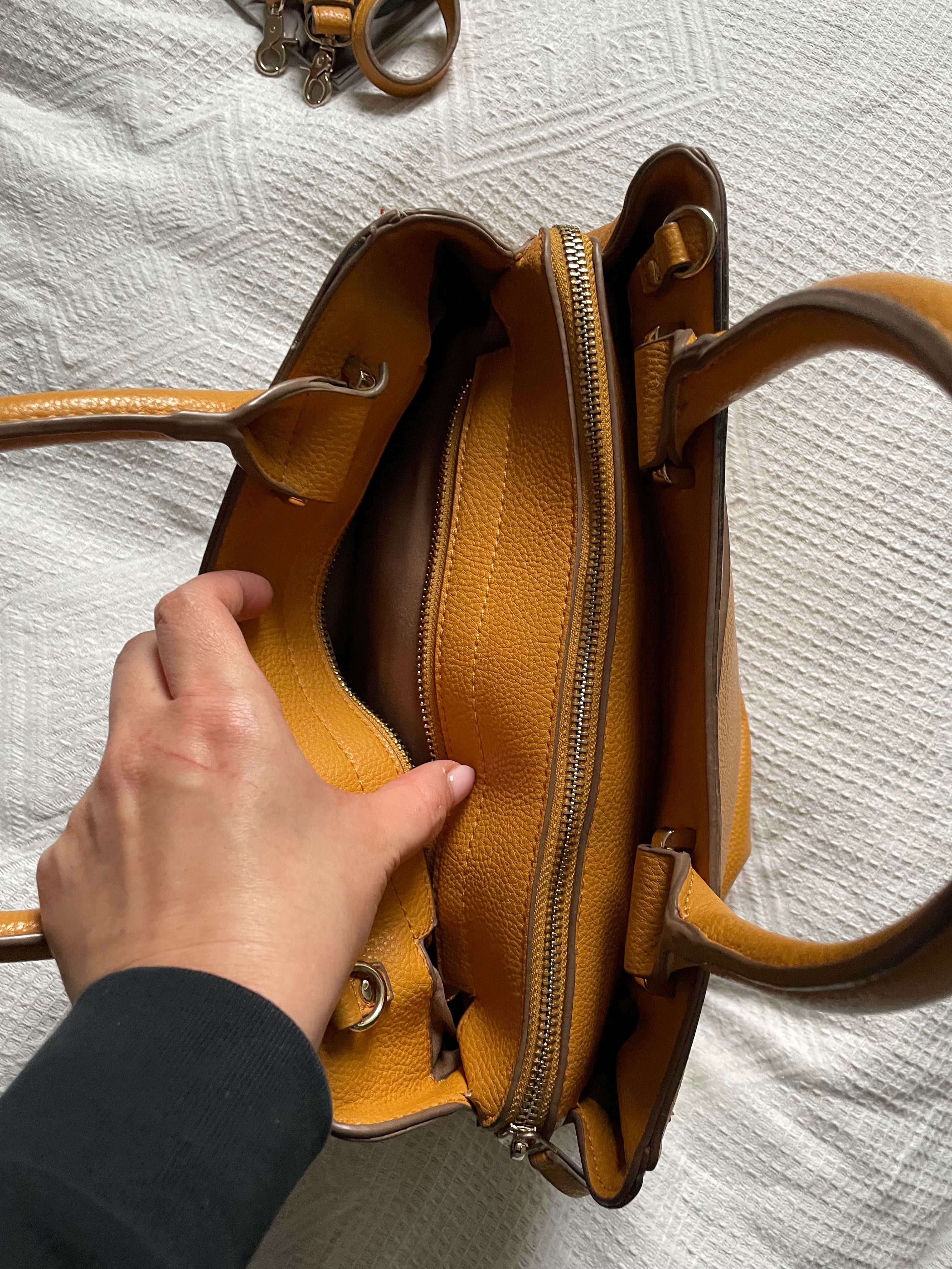 Torebka Parfois pakowna miodowa żółta musztardowa torba shopper