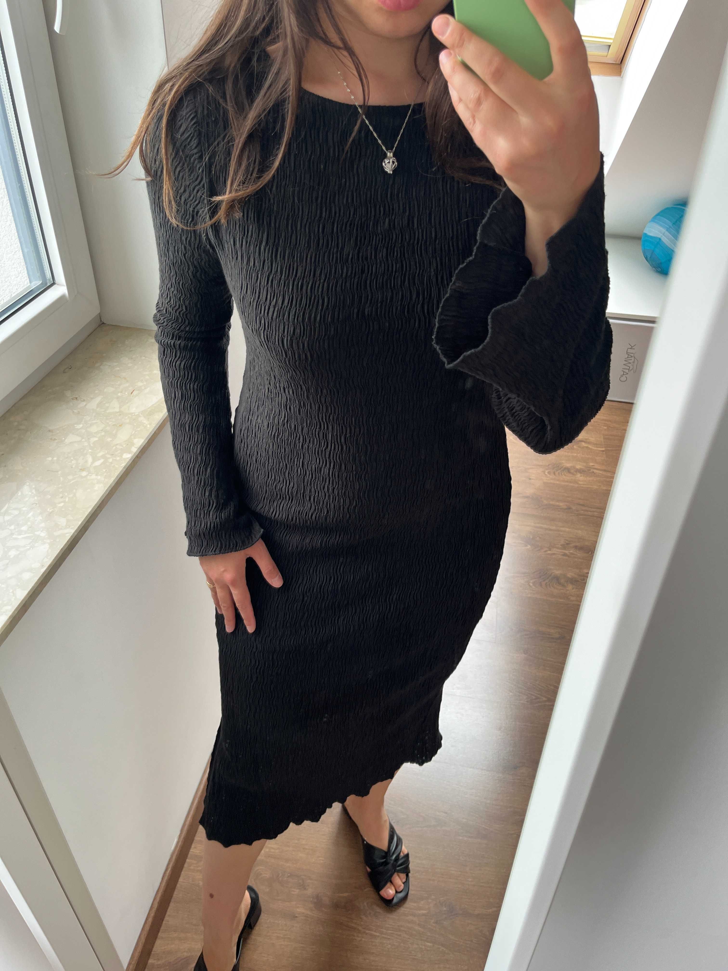 Czarna sukienka midi Medicine rozm. L, lato, wakacje, old money casual
