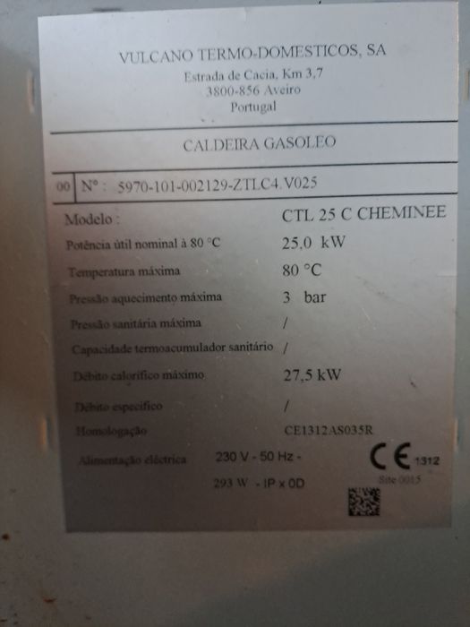 Caldeira a gasóleo Vulcano