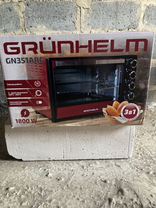 Піч електрична GRUNHELM GN351ARC (бордовий) 35л
