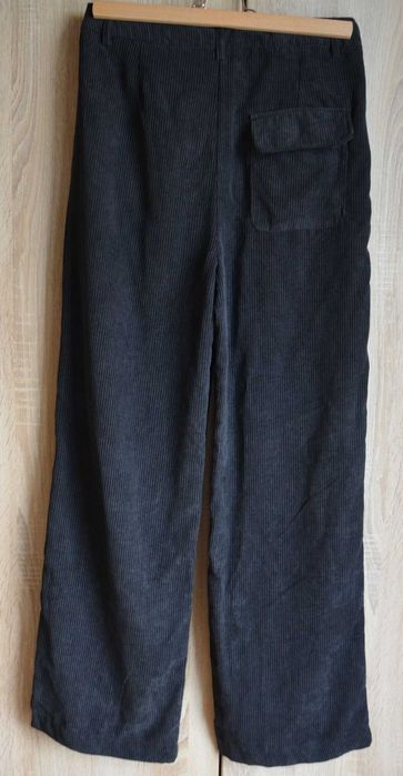 Spodnie sztruksowe szerokie kuloty długie wysoki stan M S 38 36