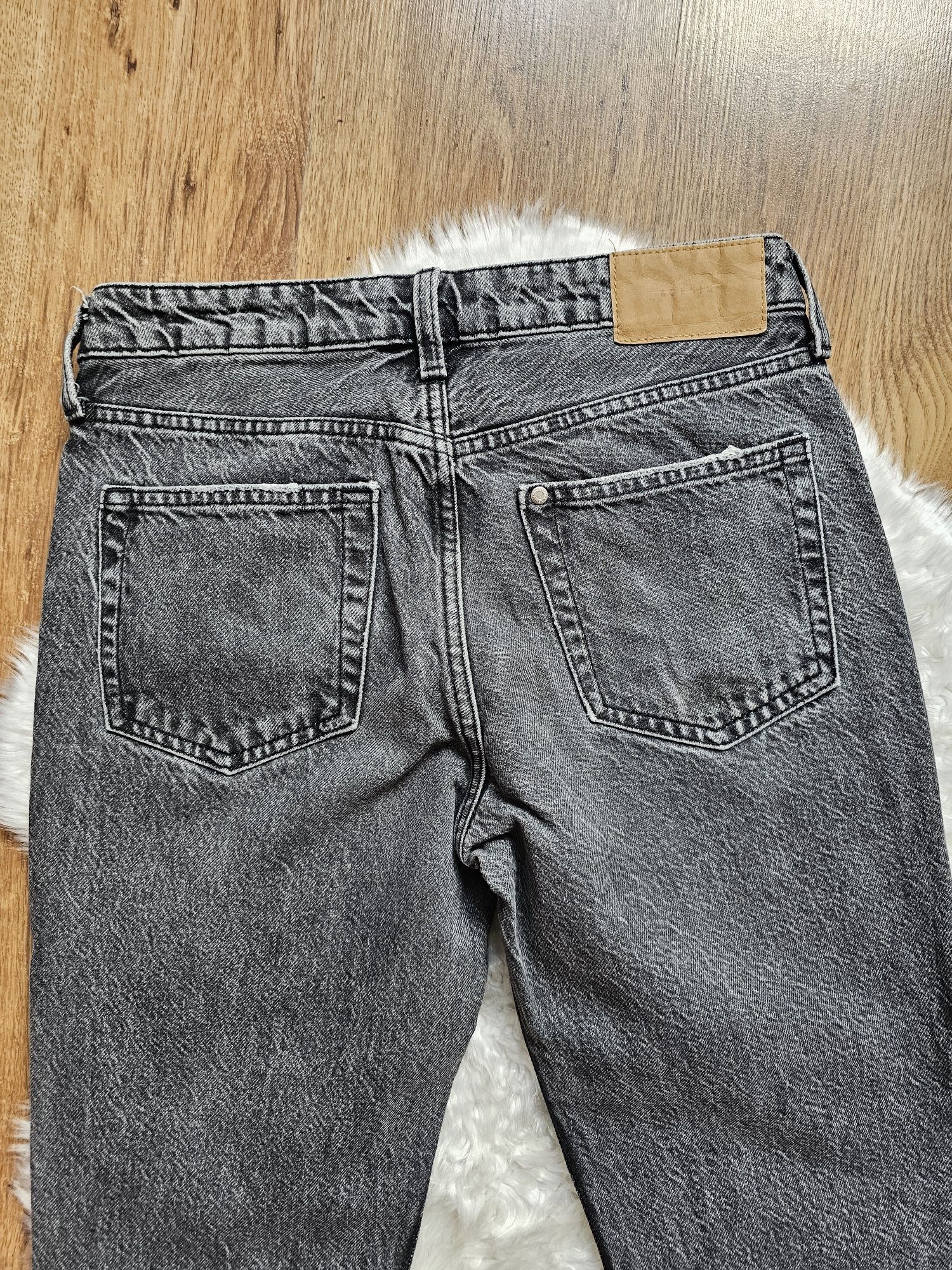 Spodnie jeansowe straight ciemnoszare S 36 H&M
