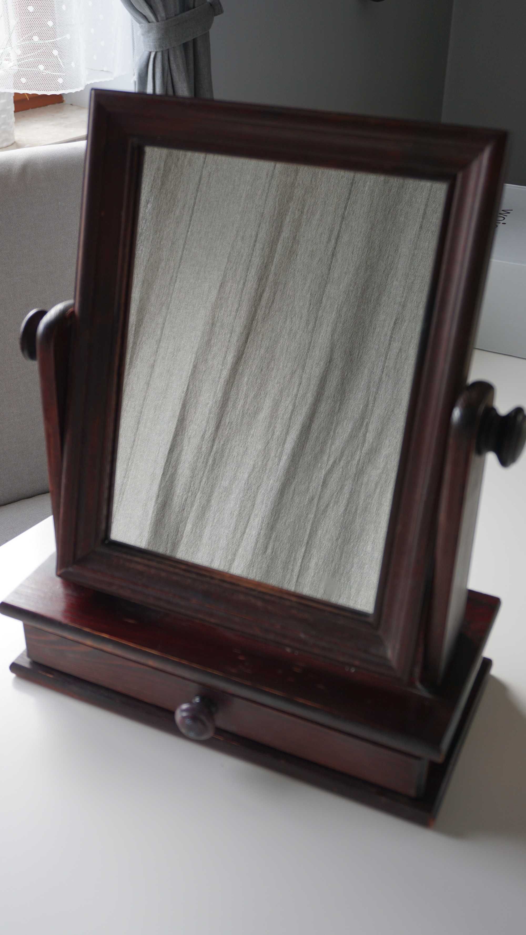 Drewniane obrotowe lustro z szufladką