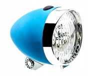 Lampka rowerowa przód 3 LED retro baterie lampa na widelec niebieska