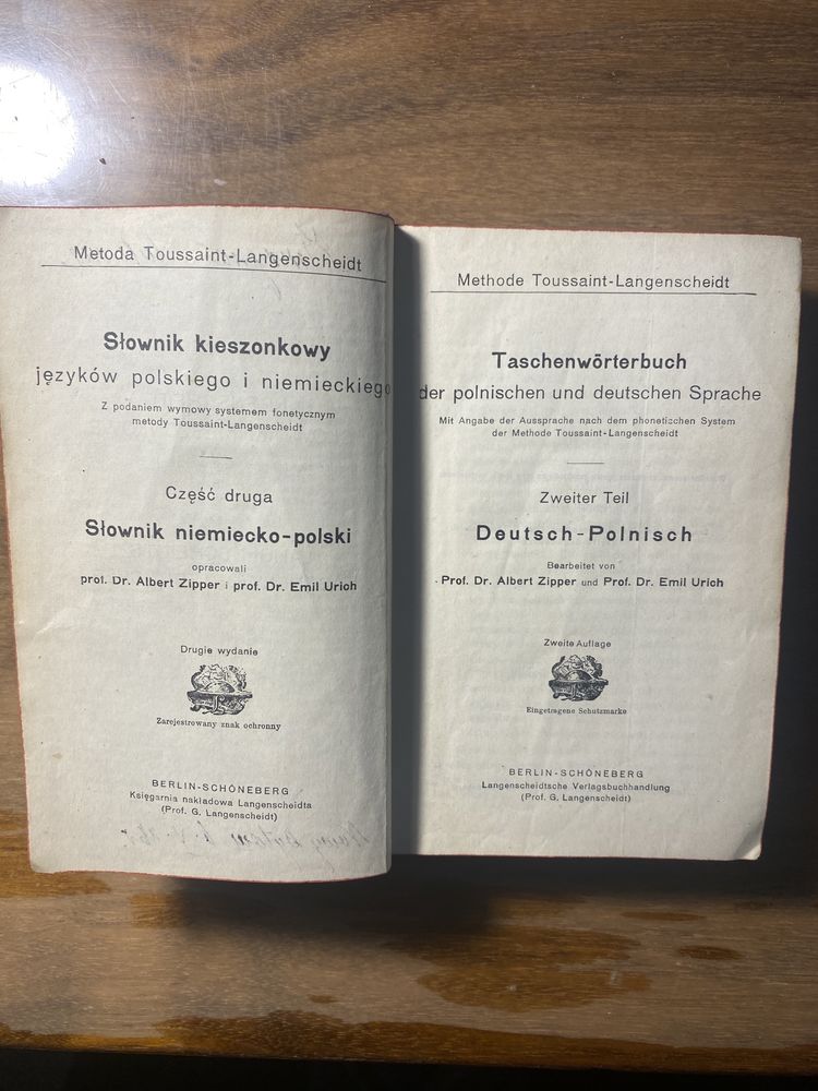 Słownik niemiecko-polski kieszonkowy Ok. 1922 rok. Zagadkowy właśc.