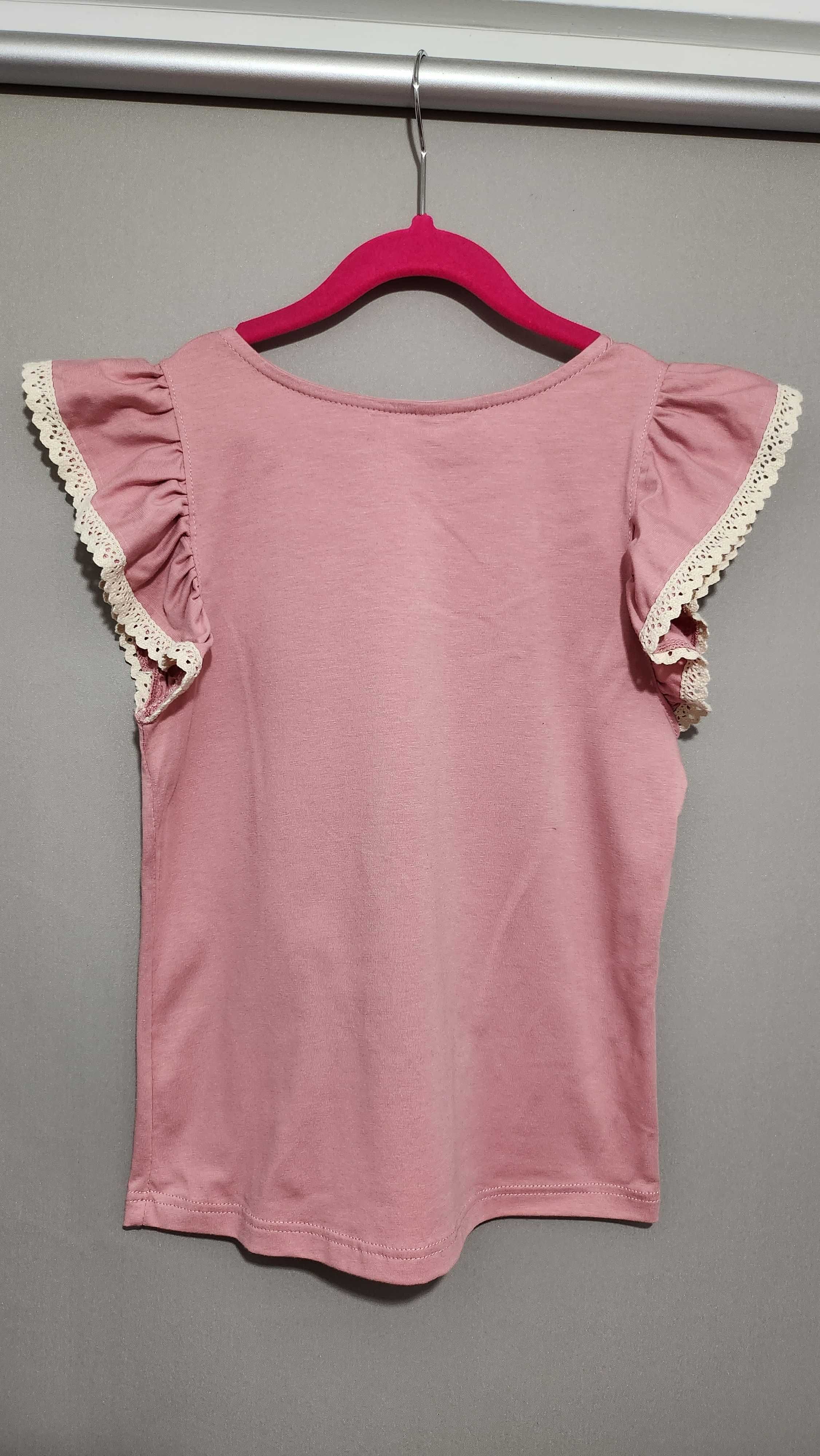 Świetna bluzka koszulka falbankowe rekawy koronka Lily Grey