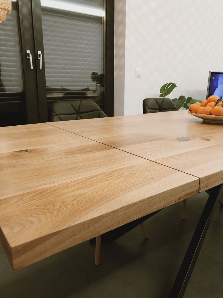 Sprzedam stół dębowy z dostawkami 240cm nogi metalowe loft  X pajak