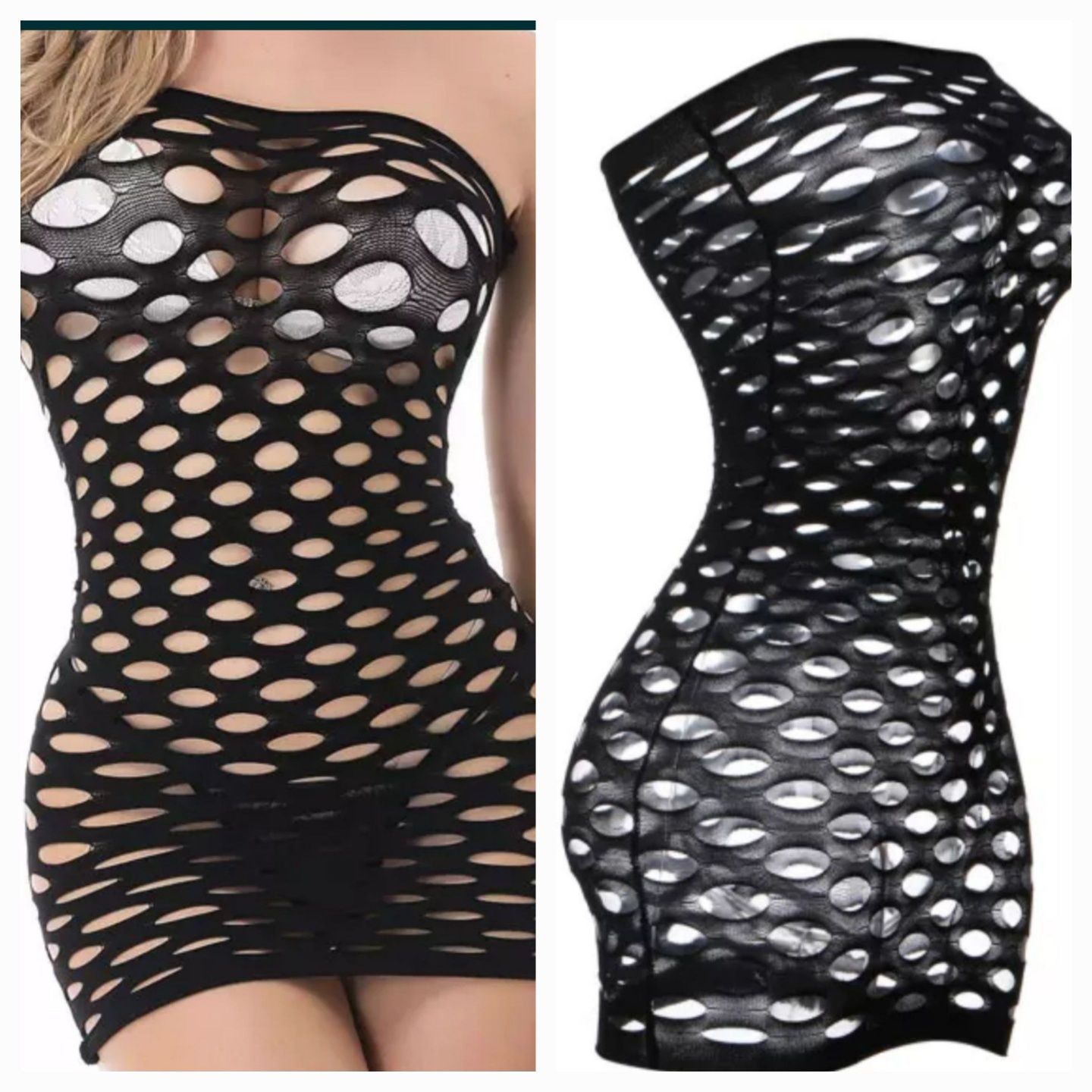 Vestido lingerie feminina sexy malha algodão elástica
Preta e