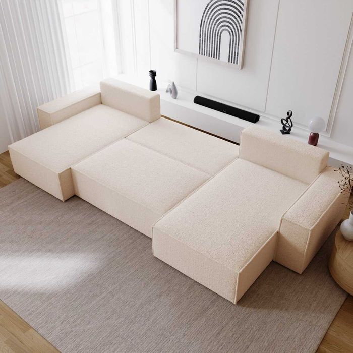 Duży narożnik z funkcją spania i pojemnikiem tkanina sztruks Bergamo U