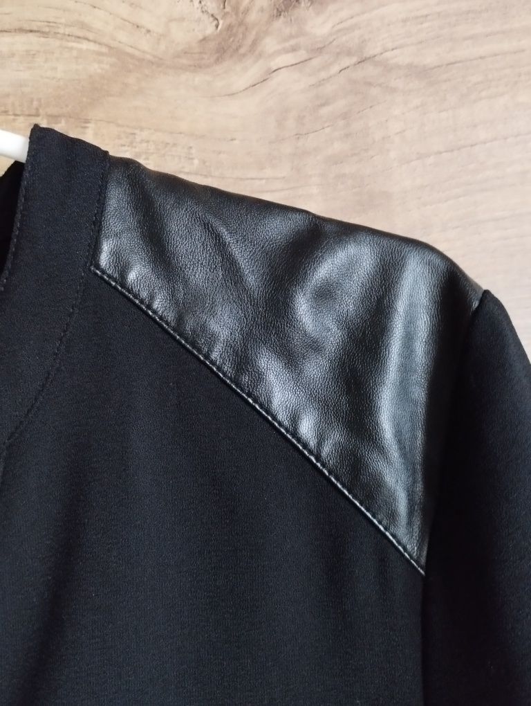 H&M 40 czarna sukienka tunika lekka eko skóra