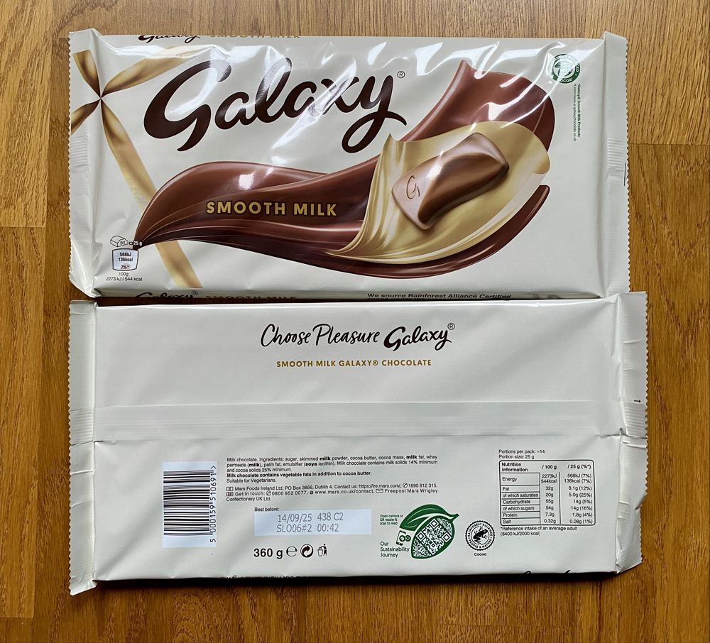 Czekolada Galaxy Mleczka Smooth Milk 360g UK Czekoladki Ogromna Czeko