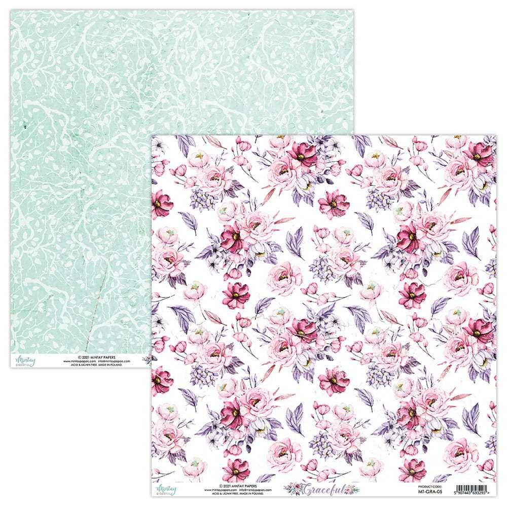 Zestaw papierów do scrapbookingu Mintay - Graceful - 30x30cm + GRATIS