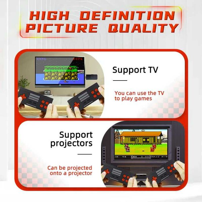 Игровая приставка Dendi 8Bit, HDMI с двумя беспроводными джойстиками