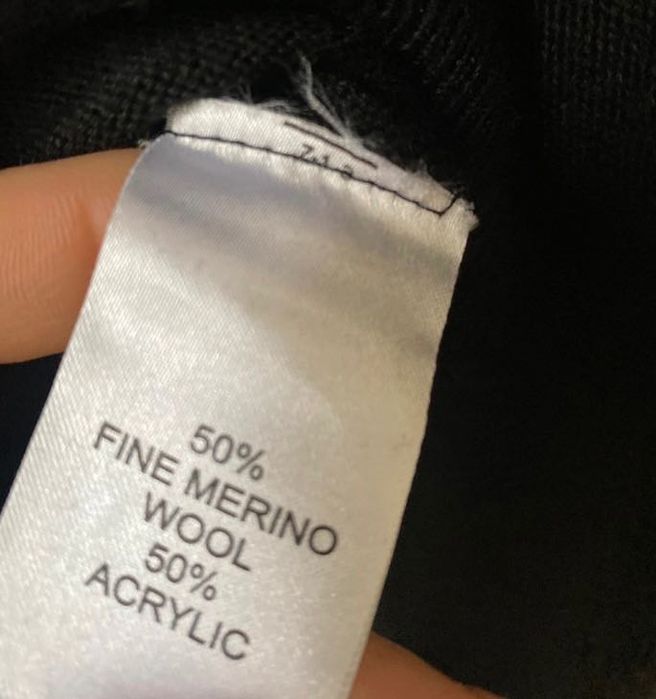 Męski klasyczny czarny sweter Made In Italy Merino wool M