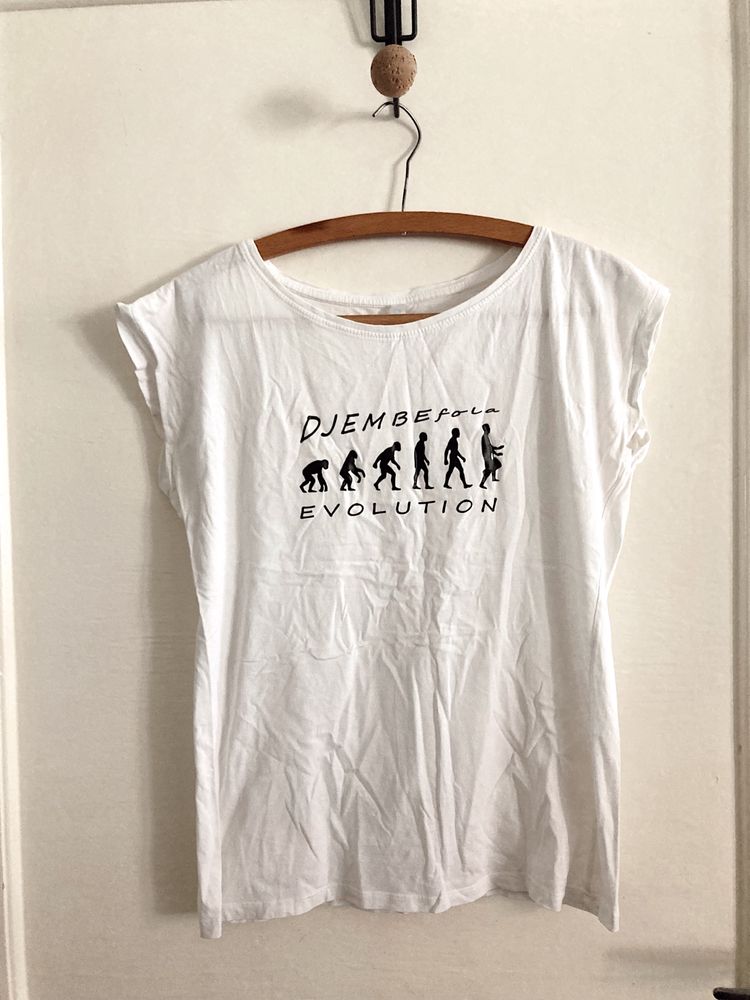 Ethnica art djembe tshirt biały reggae hippie