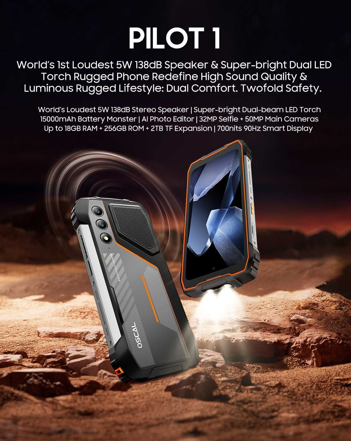 Blackview Oscal Pilot 1 6/256GB 15000mAh Захист IP68/69K/MIL-STD-810H