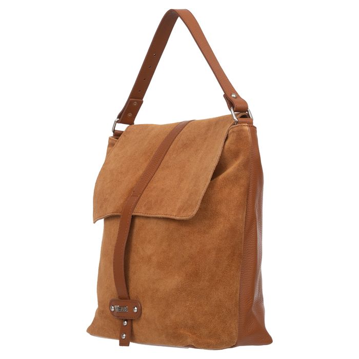 VEZZE torebka zamszowa worek z klapą i paskiem ramię V530 czarna