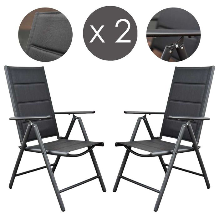 2 x Krzesło ogrodowe,tarasowe Napoli czarne rozkładane 2 sztuki