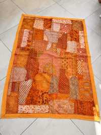 Narzuta pled kapa koc hinduska Indie pomarańczowy patchwork