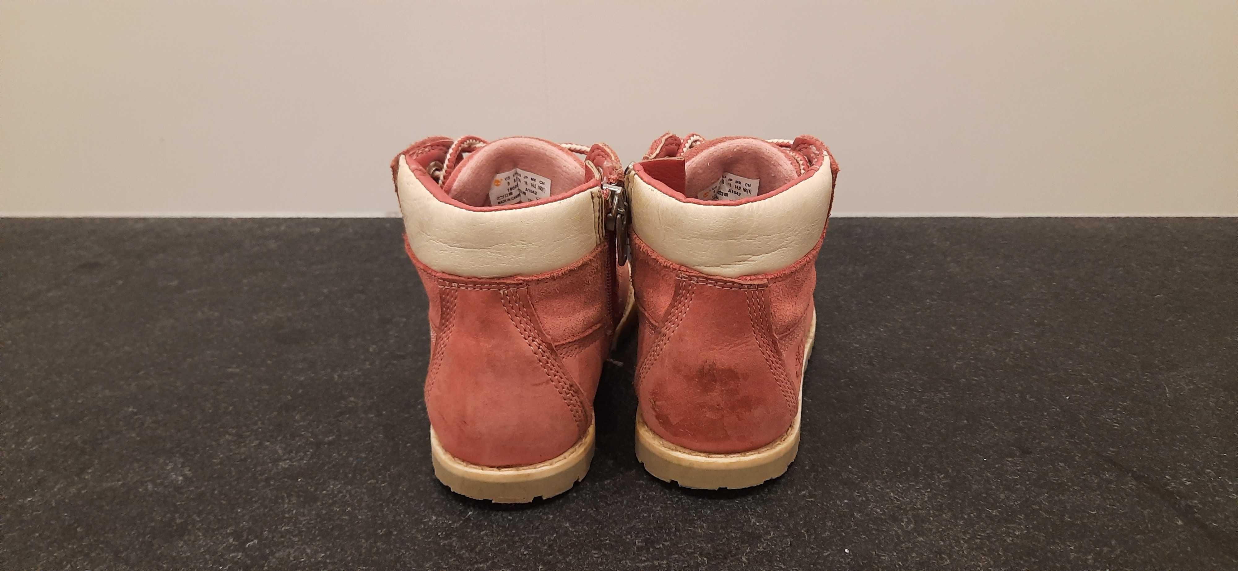 Skórzane Buty / botki zimowe dziewczęce Timberland - różowe - 26