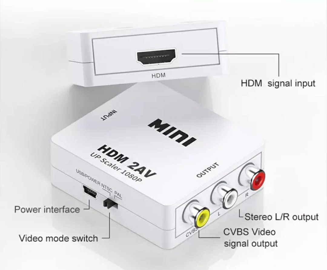 Conversor: HDMI para AV 3RCA e AV 3RCA para HDMI