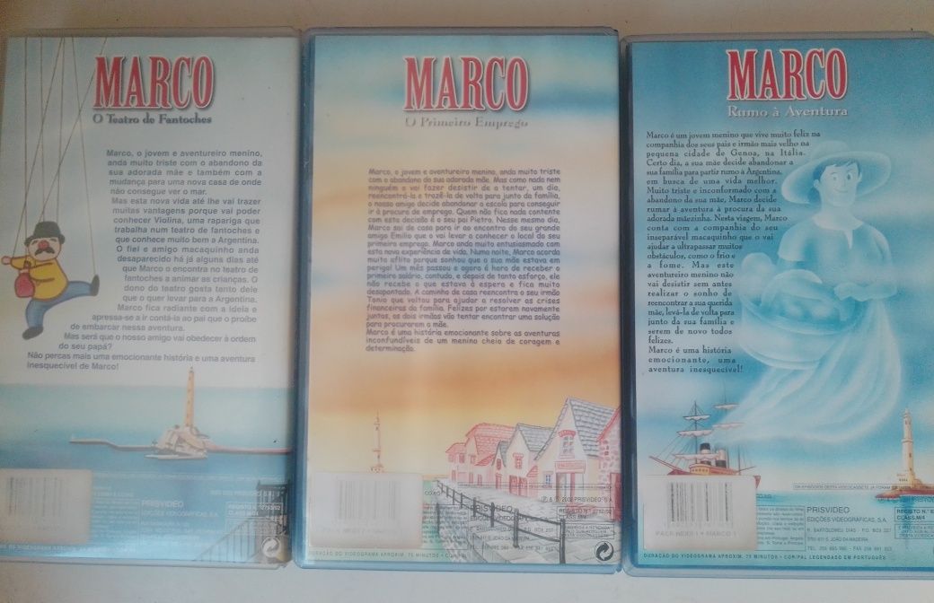 3 Cassetes VHS Marco vol 1/2/3 Ano 2001/02