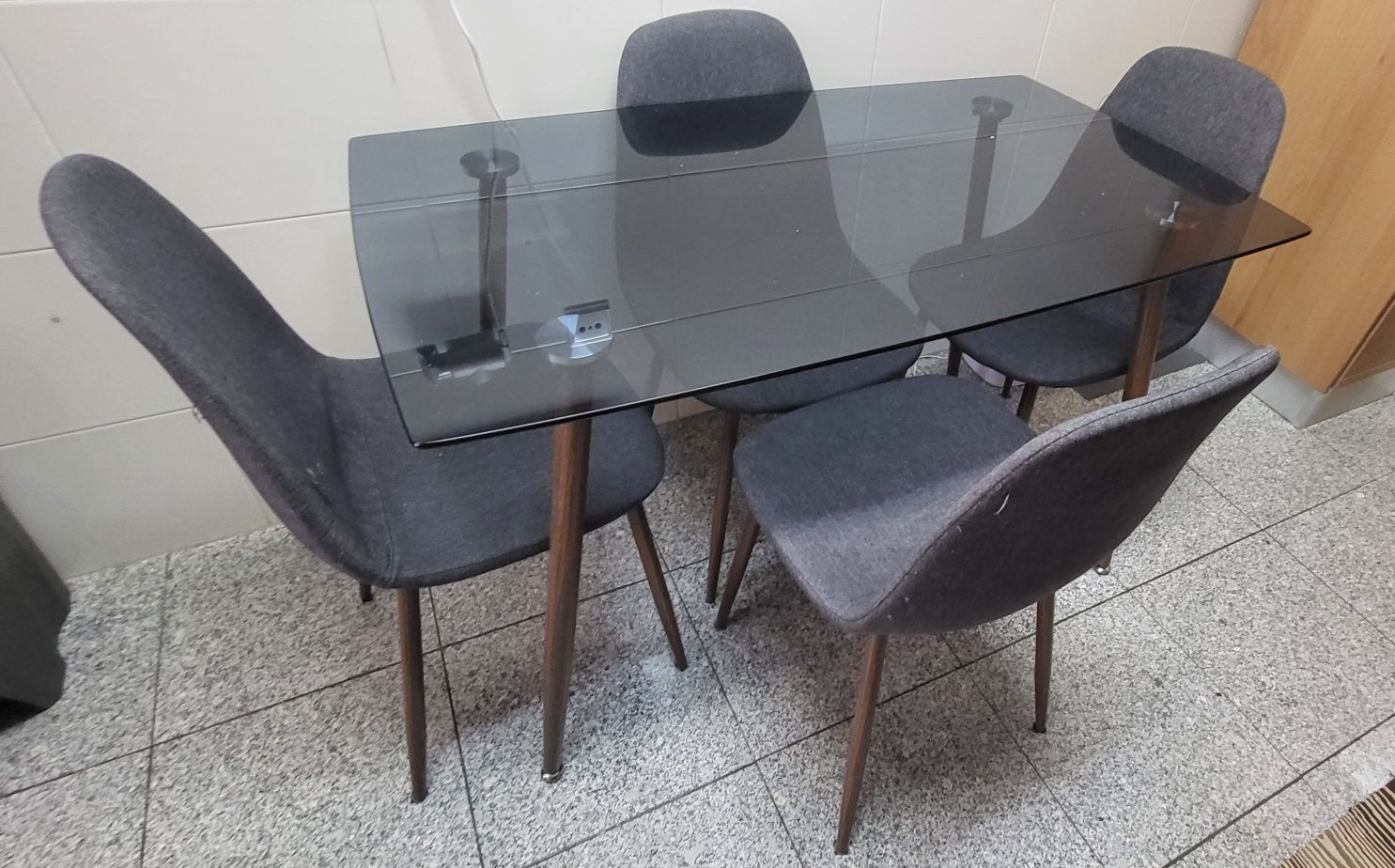 Mesa Cozinha Vidro c/ 4 Cadeiras