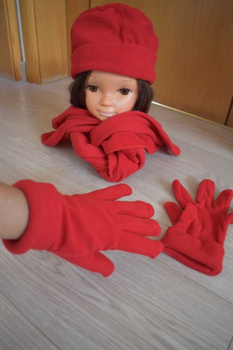Cachecol + gorro + luvas mulher [malha polar]