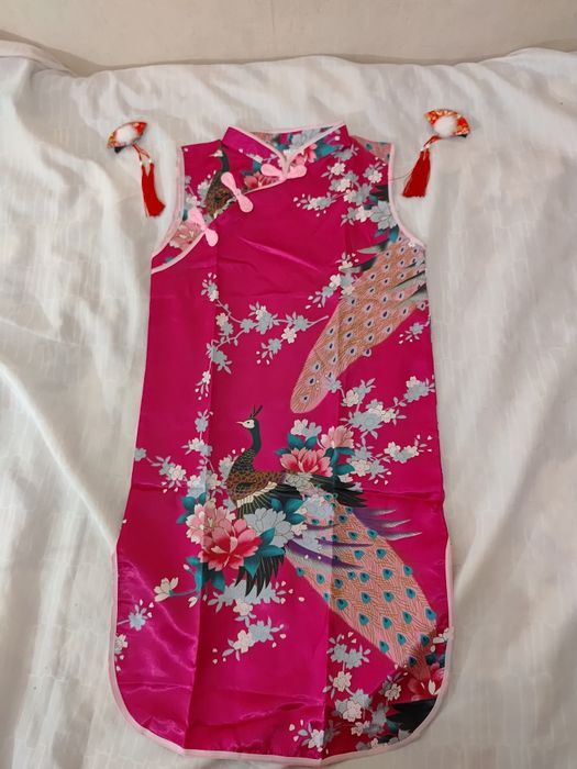 Strój przebranie Chinka Japonka sukienka spinki wachlarz rozmiar 134