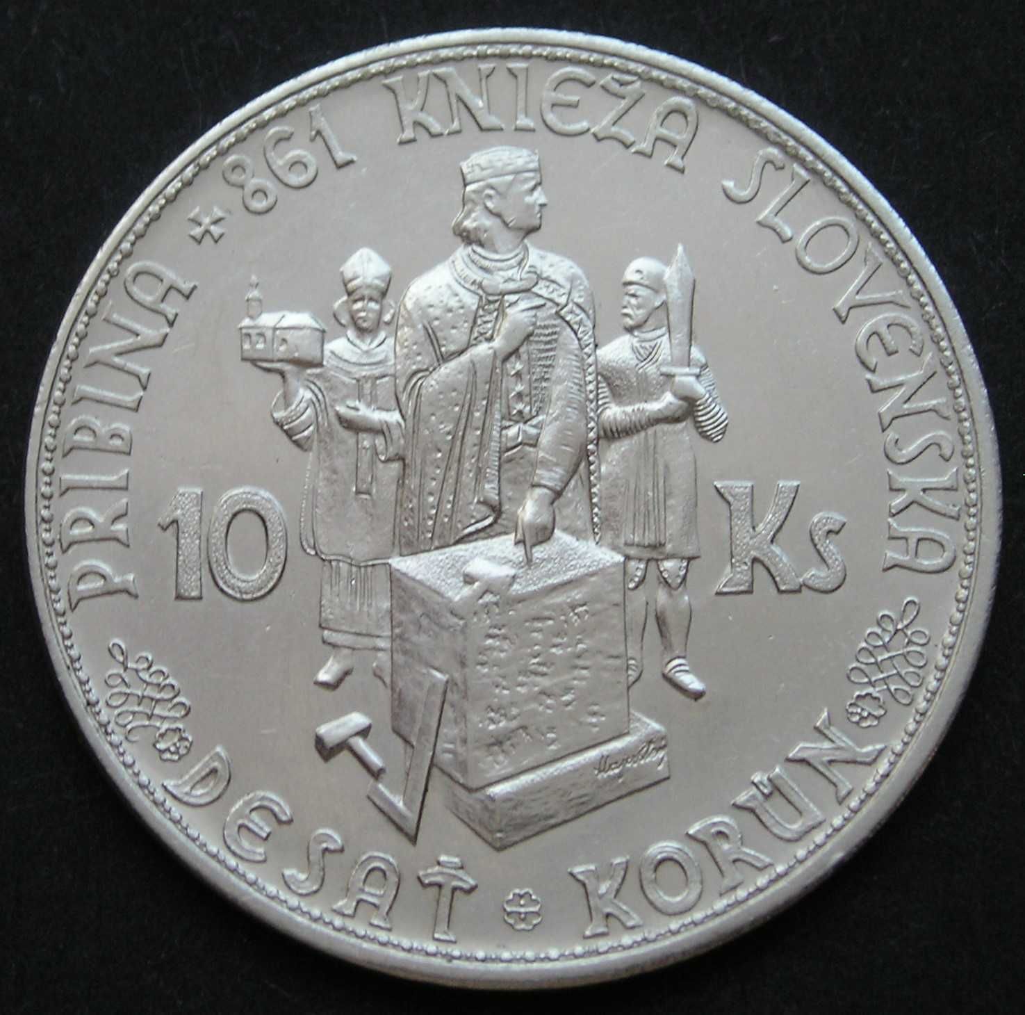 Słowacja 10 koron 1944 - książę Pribina - srebro