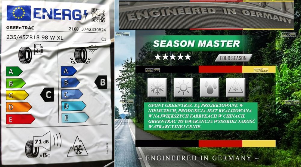 Opony 235/45R18 Greentrac Season Master 2025r C/B/71dB 3 lata gwar.