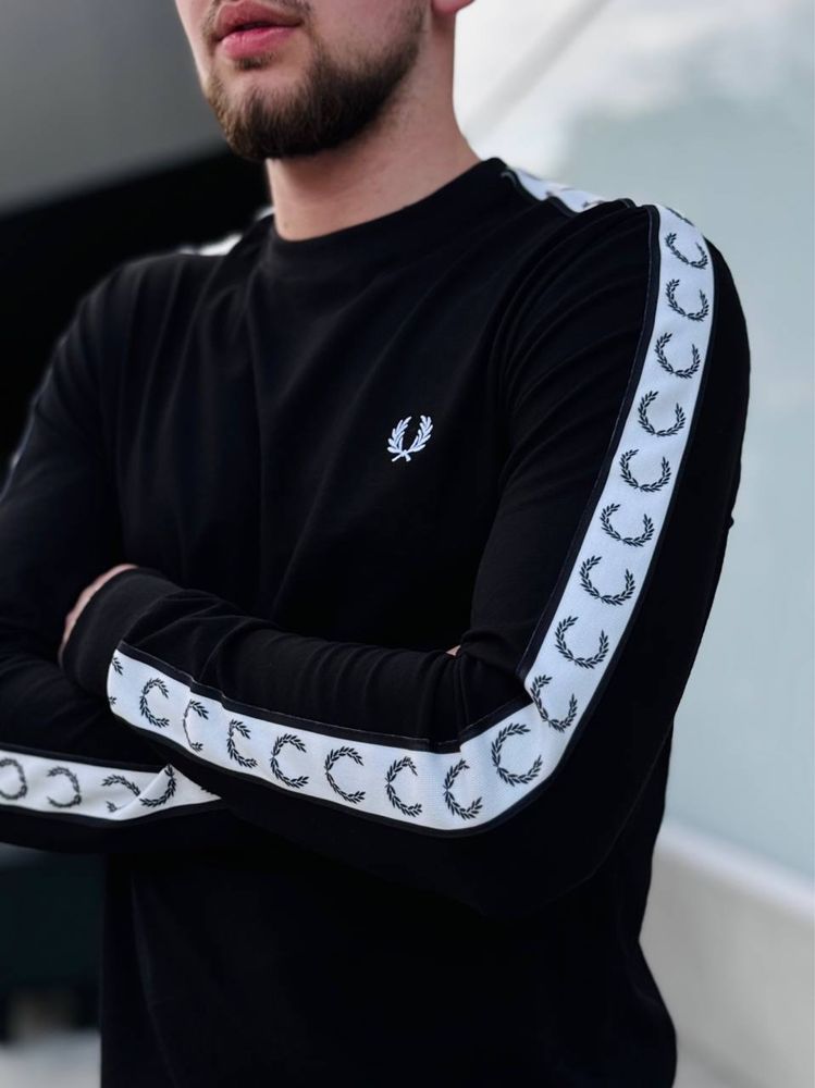 Мужской лонгслив свитшот Fred Perry на лампасах