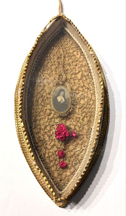 Lindo antigo registo com imagem de Santa Margarida Maria de Alacoque