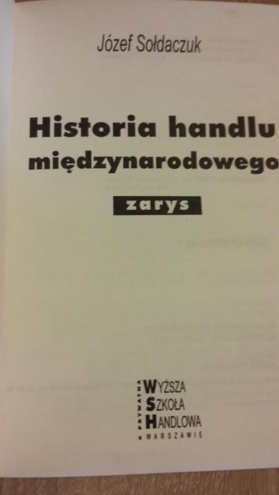 Historia handlu międzynarodowego zarys, J. Sołdaczuk