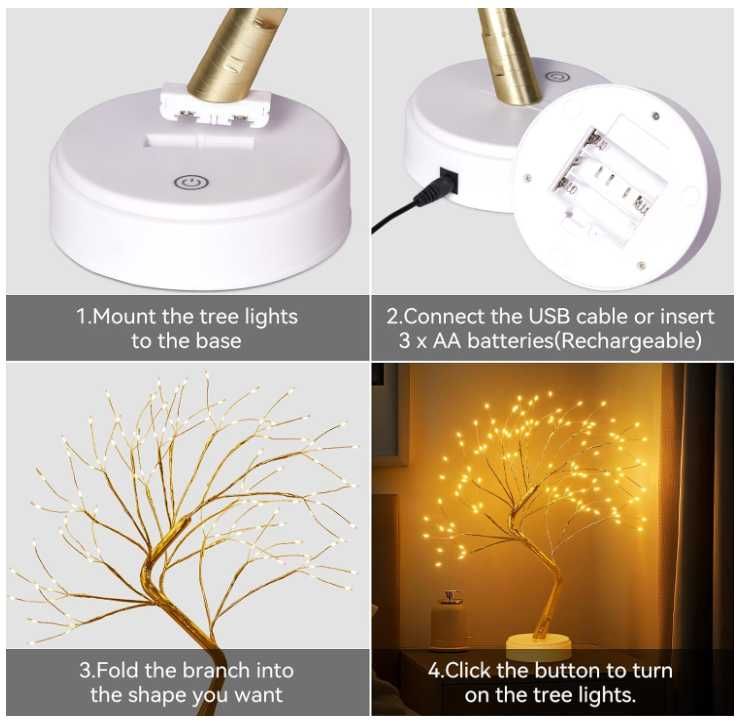 Dekoracyjne drzewko ozdobne z oświetleniem LED 108 diod 50cm RECHOO