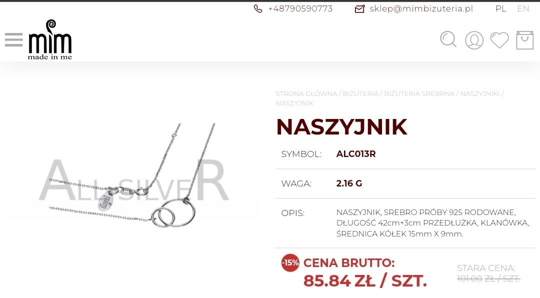 Naszyjnik, bransoletka, srebrne, bransoleta, srebro, Mim 925, kółka