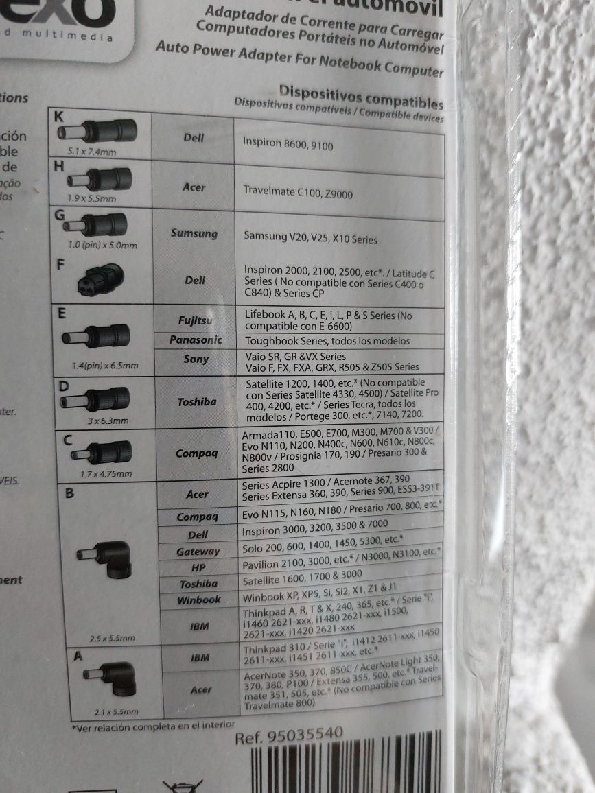 Adaptador de corrente para carregar portatil no automóvel