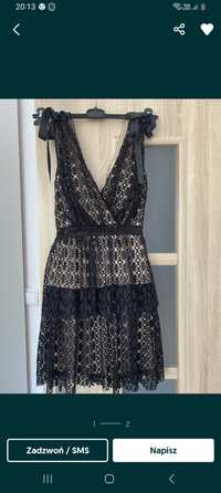 Sukienka gipiura czarna sierpc elegancka piekna