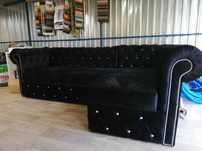 Narożnik czarny velur chesterfield 260x160 od ręki .rozkladany