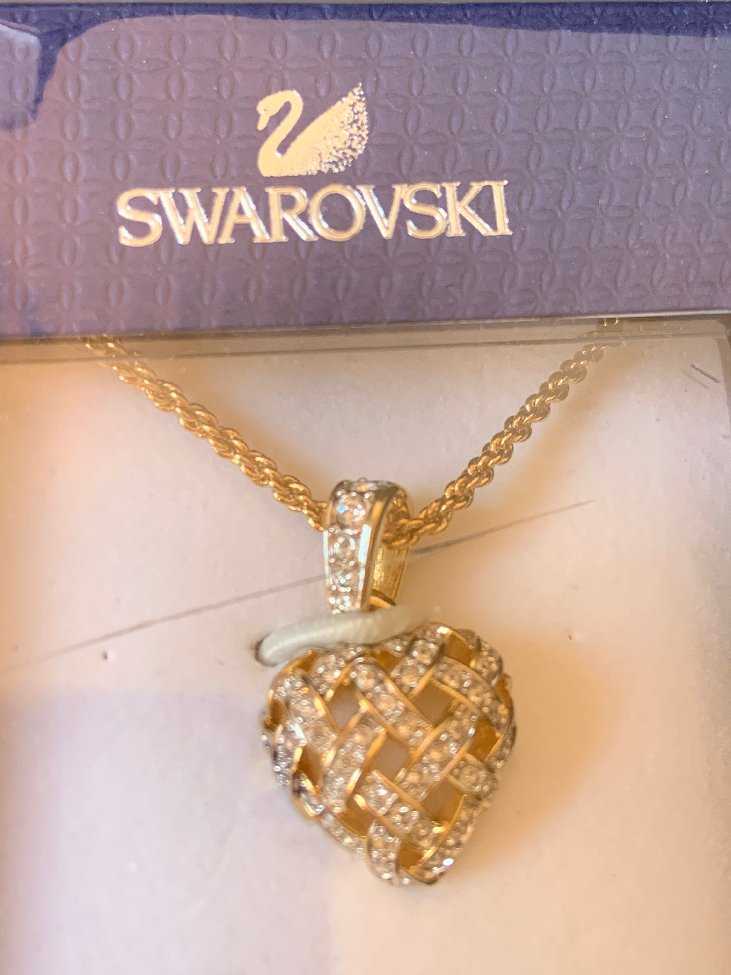 Підвіска Swarovski Серце з кристалами в золоті на ланцюжку