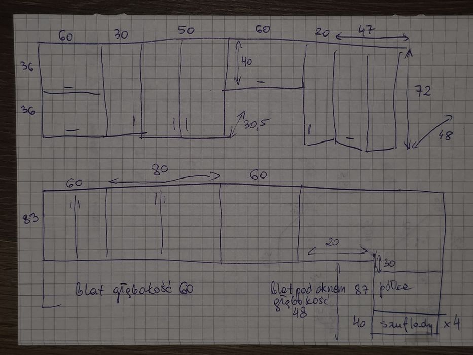 Meble kuchenne zestaw + okap + zlew