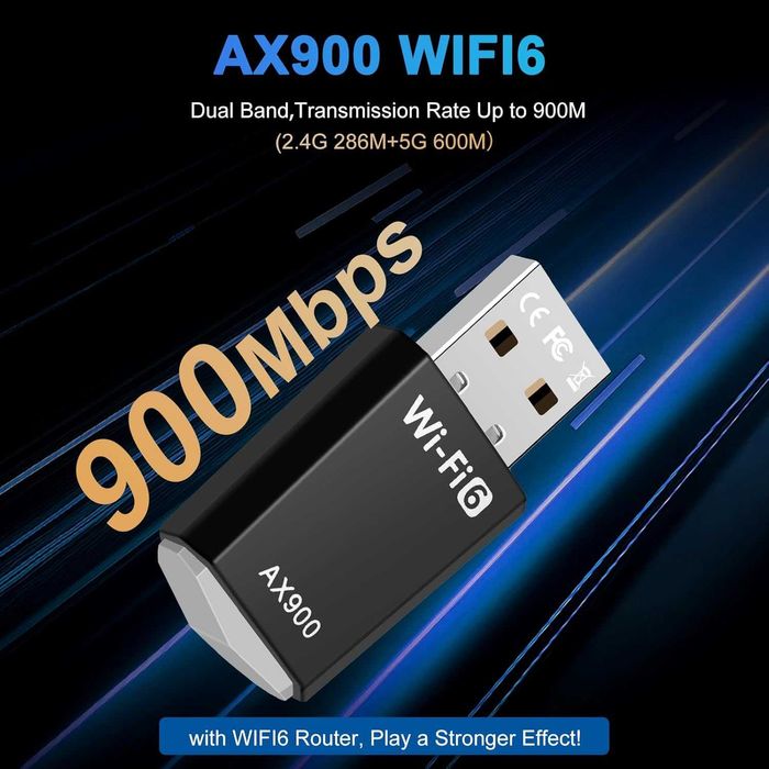 Pendrive WiFi do PC AX900 Mbs Dual Band Internet Stick 5,8 GHz/2,4 GHz