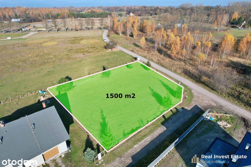 (rezerwacja) Działka budowlana 1500 m² | Budy Zosine | Media | PKP, A2