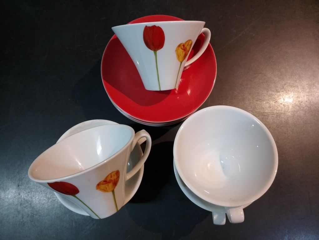 Serviço de chá e de café e prato biscoitos Tulipas SPAL