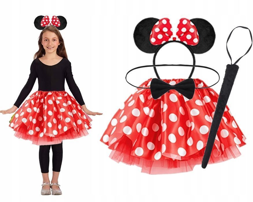 strój kostium myszka mickey minnie mini 2-9 lat spódniczka
